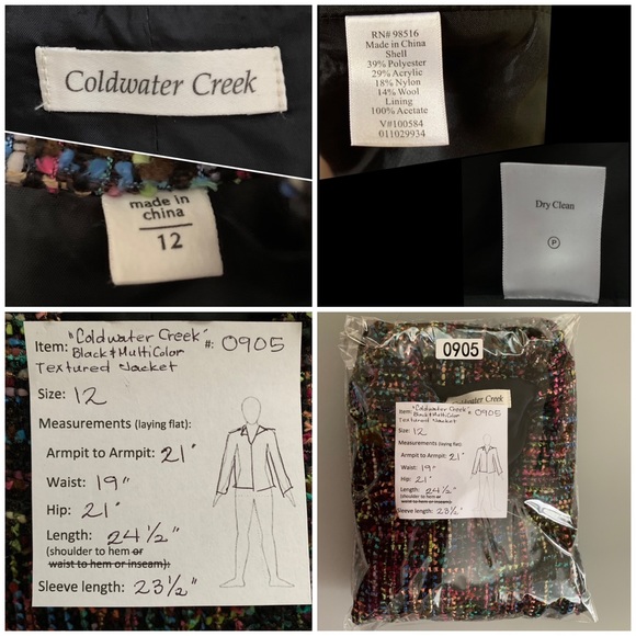 Coldwater Creek Black with Multi-Color Textured Jacket size 12 - Picture 11 of 12